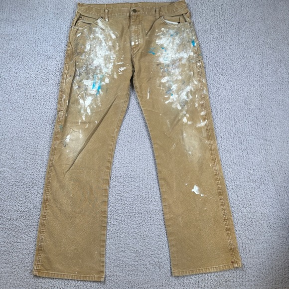 Dickies Other - Dickies Carpenter Pants Mens 36x34 Tan Paint Splatter Work Utility Duck Canvas